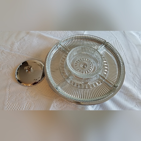 Vintage Kromex Lazy  Susan Divided  Serving Dish - Picture 5 of 13